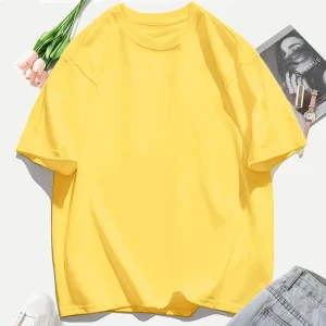 Y2K Woman 100% Cotton T Shirts Solid Color Casual T-Shirt O-Neck Summer Tops For Women Fashion Oversized Female Sportswear