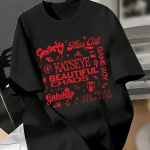 Retro Katseye Beautiful Chaos T-shirt Kpop Tee Gift for Woman Man Fashion Harajuku Kawaii T-shirt Women's Y2K Clothing