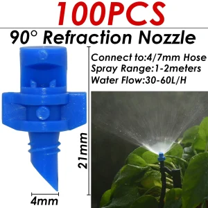 KESLA 100PCS 90-360° Male Barbed Refraction Micro Nozzles Garden Greenhouse Drip Irrigation Sprinkler Atomized Sprayer Watering