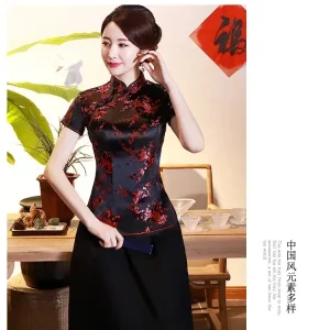 Elegant Ethnic Style Streetwear Cheongsam Qipao Tees Fashion Clothes Tshirts Vintage Shirts for Women Y2k Tops Women Clothing