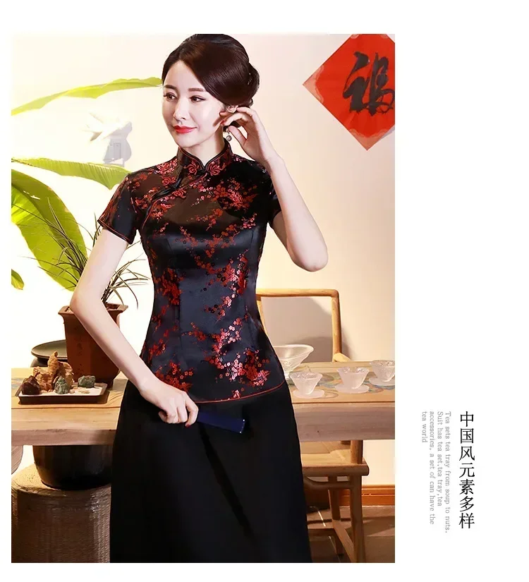 Elegant Ethnic Style Streetwear Cheongsam Qipao Tees Fashion Clothes Tshirts Vintage Shirts for Women Y2k Tops Women Clothing - الصورة 16