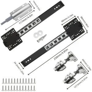 5 Pcs Sliding Door Hardware Kit, Space-Saving Hidden Track&Foldable System with Magnetic Closure for Cabinet, Wardrobe&TV Stand