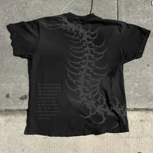 Vintage Dark Centipede Skeletal Graphic Cotton Print T-shirt Men Y2K Summer Short Sleeves Oversize T-shirt Women Casual Tee Tops