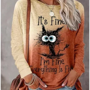 Fashion Women's Long sleeve Casual O-neck Cute Cat Sweatshirts Tops 3D Print Clothes Animal Pullovers Kawaii Girl Clothing Tops