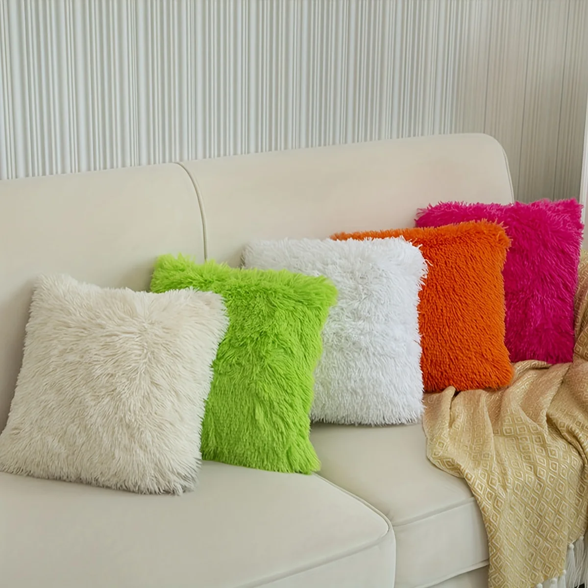 Pack of 2 Luxury Faux Fur Throw Pillow Cover Deluxe Decorative Plush Pillow Case Cushion Cover for Sofa Bedroom (no pillowcore) - Image 3