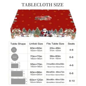 1 Piece of Christmas Round and Rectangular Tablecloth, Available in Various Sizes, for Christmas and New Year, Santa Claus and Snowman Red Tablecloth, Christmas Yard Tablecloth Decoration, Suitable for Daily Home Kitchen and Party Use, Gift