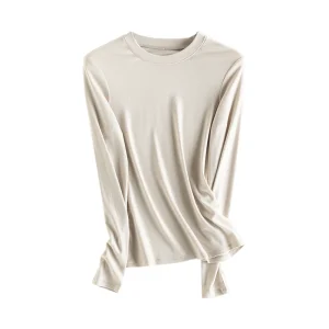 SuyaDream, Women Bottoming T Shirt, 28%Wool 37%Cotton, Long Sleeves, Solid Basic Thermal Shirt, 2025 Autumn Winter Top