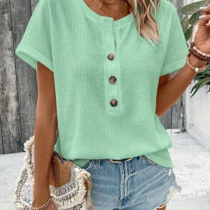 Europe and America large solid color short sleeve T-shirt women summer new loose V-neck casual all-matching three-point sleeve b