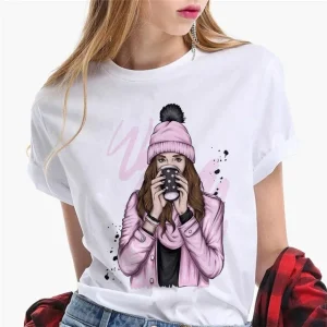 Paris Girl Europe and America Fashion Loose Ins White Short-sleeved T-shirt Woman Graphic T Shirts Harajuku Women Clothes