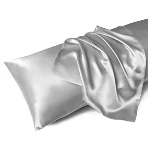 1 Pair Satin Pillowcase - Anti-Allergy Breathable Bedding Polyester Satin with Envelope Closure Machine Washable & Skin-Friendly