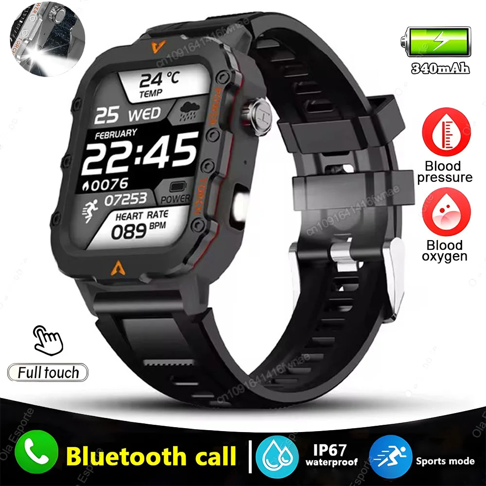 2025 Rugged Military Smart Watch Men's Outdoor Watch 2.01" HD Touch Screen Voice Bluetooth Call Sports Waterproof Smartwatch New - الصورة 7