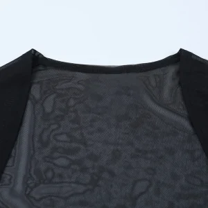 Halloween Gothic Mesh Smock Women Vintage Streetwear Witch See Through Bat Sleeve Crop Blouse Sexy Cosplay Clothes Femme