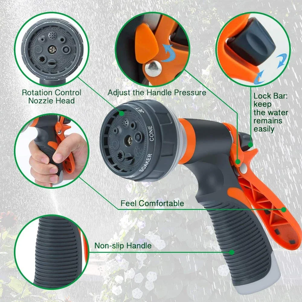 1-5Pc Garden Watering Gun 8 Modes High Pressure Sprayer Adjustable Irrigation Watering Nozzle Plant Lawn Yard Watering Sprinkler - الصورة 5