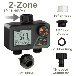 Diivoo Garden Water Timer 3 Zone Programmable Automatic Irrigation Timer with Rain Delay Manual/Auto Mode Watering for Lawn Yard