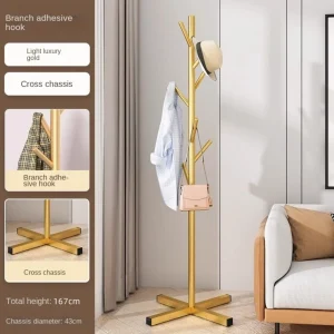 Clothes and Hats Rack Floor To Floor Bedroom Coat Hook Bedroom Vertical Tree Branch Shape Holder Hat Scarf Handbag Storage Hange