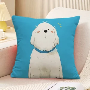 Cute Puppy Pattern Decorative Pillowcase Living Room Bedroom Square Cushion Pillowcase