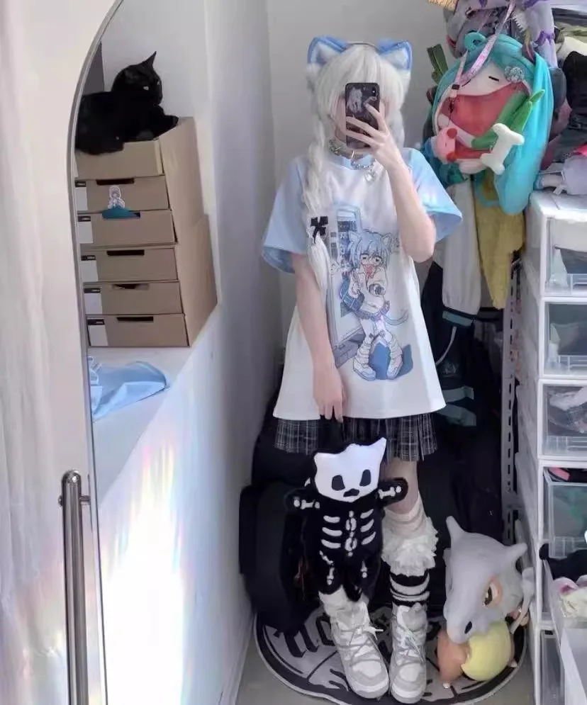 Japanese Woman Clothing With Removable Sleeve T-shirts Short Long Sleeve Female Clothing 2000s Summer Spring Kawaii y2k Clothes - Image 2