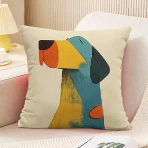 Cute Puppy Pattern Decorative Pillowcase Living Room Bedroom Square Cushion Pillowcase
