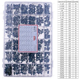 Electrolytic Capacitors Assortment Kit 16V 25V 35V 50V 1uf 2.2uF 3.3uF 4.7uF 10uF 22uF 33uF 47uF 100uF 220uF 330uF 470uF 1000uF