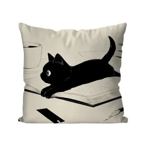 Cartoon Black Cat Print Decorative Pillowcase Bedding Home Decorative Cushion Pillowcase