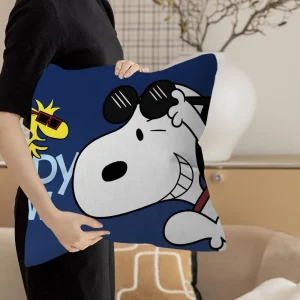 Cartoon S-Snoopy Maple Design Cushion Cover Happy Autumn Harvest Decor Holiday Decorati Pillow Cover