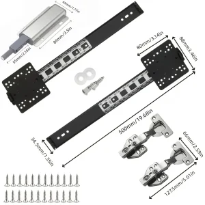 5 Pcs Sliding Door Hardware Kit, Space-Saving Hidden Track&Foldable System with Magnetic Closure for Cabinet, Wardrobe&TV Stand