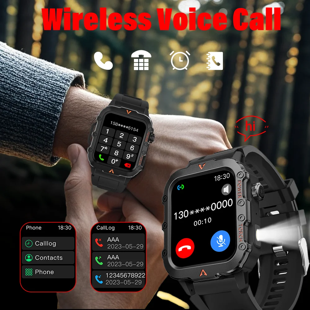 LAXASFIT 2024 New 1.71-inch Bluetooth Voice Call smartwatch Heart Rate Monitor LED Flashlight Outdoor Sports Fitness Smart Watch - Image 2