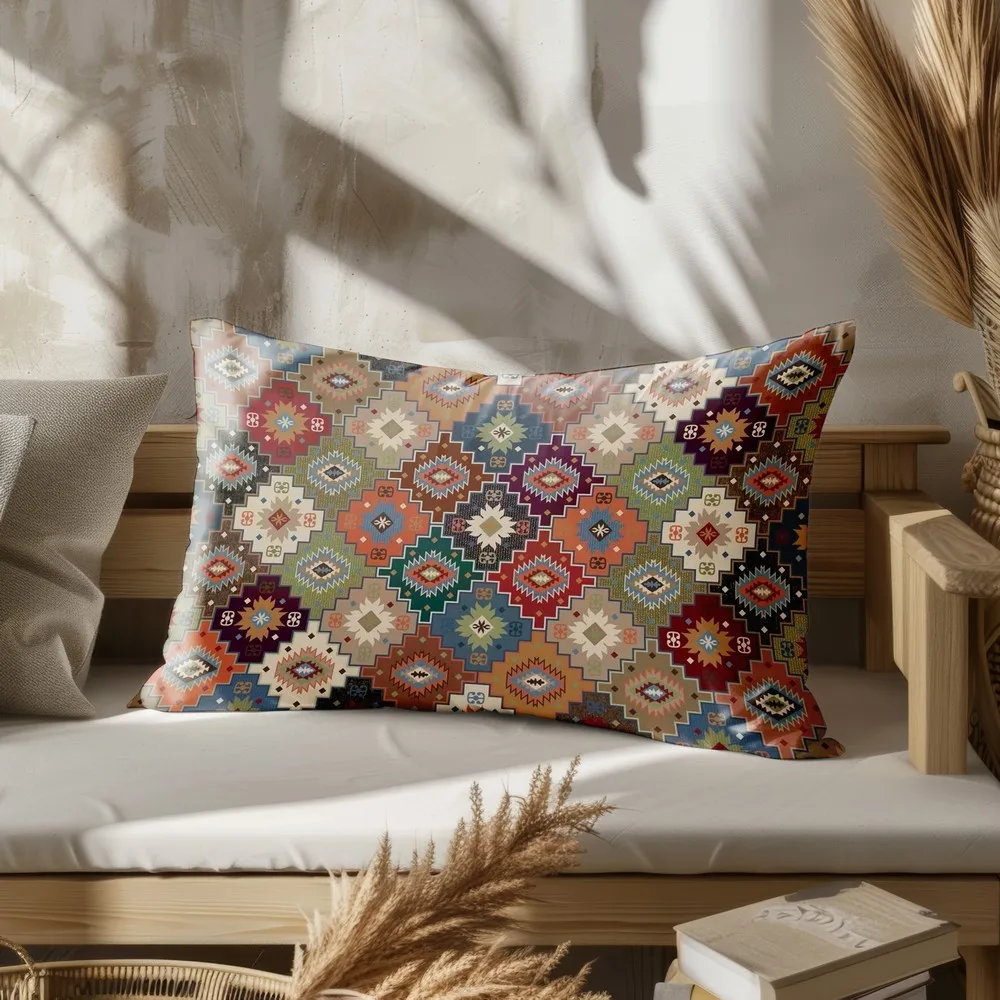 Home Decor Colorful Ethnic Pattern Cushion Suitable For Sofa Bedroom Car Pillow Cover Cushion Rectangular Back Cushion - Image 3