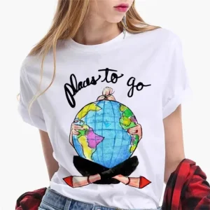 Paris Girl Europe and America Fashion Loose Ins White Short-sleeved T-shirt Woman Graphic T Shirts Harajuku Women Clothes