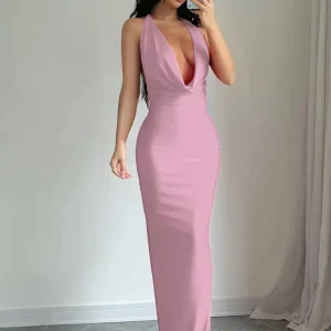 Dulzura Autumn Women Halter Backless Midi Dress For Women Bodycon Sexy Party Elegant Outfits Evening Birthday Clothes Y2K 2024