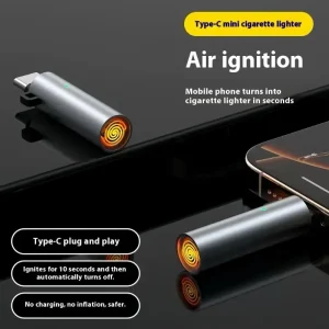 Windproof Mini Electronic Lighter Powered by TYPE-C - Portable and Energy Efficient