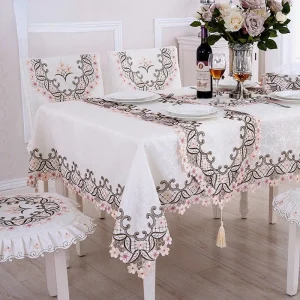 Table Cloth Table Cover Lace European Garden Elegant Embroidered Dining TableCloth Flower Peony Chair Cover Wedding Dust Cover