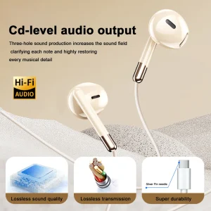 Wired Headphones HiFi Surround Sound Type-C 3.5mm In-ear Music Headset For Samsung Galaxy S25 S24 S23 S22 Ultra iPhone 16 15 Pro