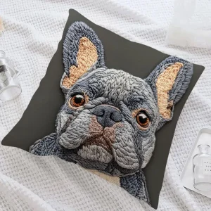 French Bulldog 2D Flat-Printed Pillow Cover: Non-Real Embroidery Magic! Sofa cushion cover, home decoration, 2D printing