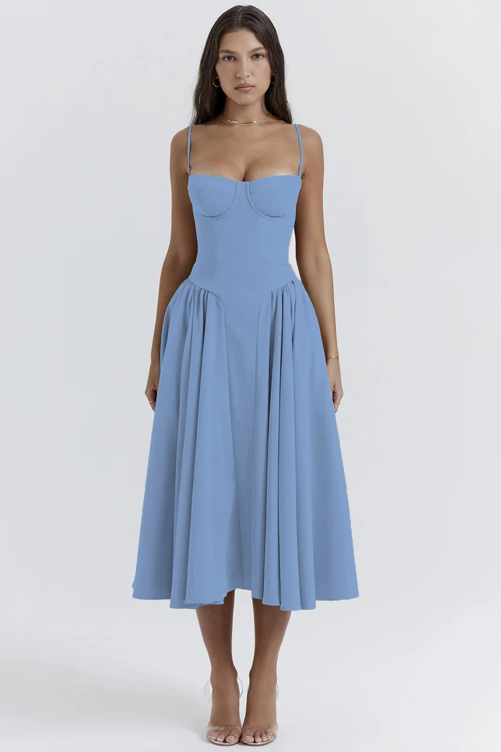 Summer Women Elegant Sleeveless Backless Pleated Dresses Lady Sexy Solid Sling Midi Dress 2024 Female Party Evening A-line Robes - Image 14