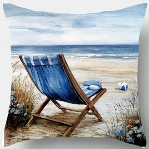 Serene Seaside Scenes Pillow CoversLiving room sofa cushion cover, soft and comfortable, bedroom room decoration