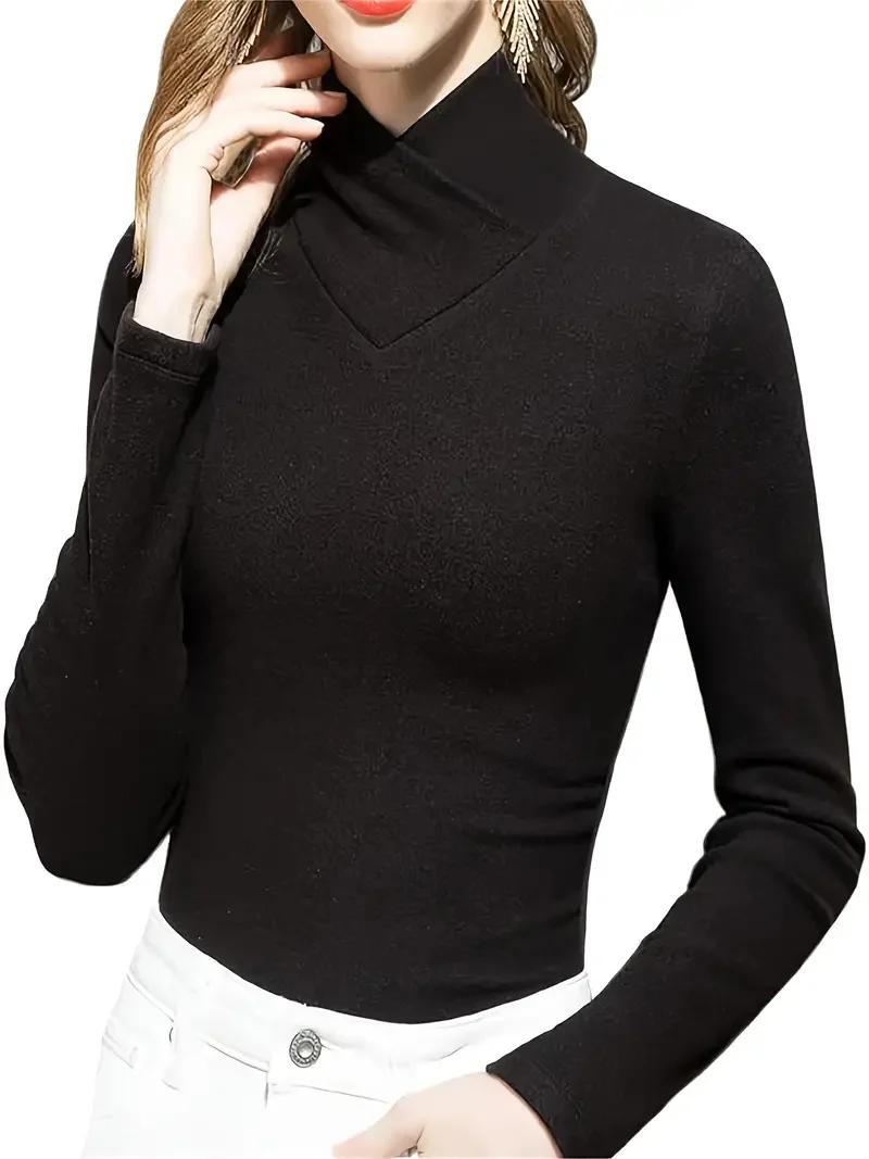 Autumn/winter women's casual long-sleeved high-neck T-shirt - Image 5