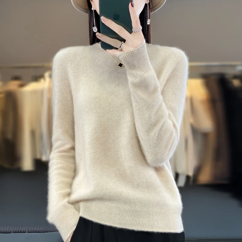 Autumn Winter 100% Merino Wool cashmere Sweater O-Neck Long Sleeve Cashmere Women Knitted Pullover Clothing Top - Image 17