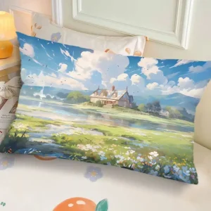 Ins-Style Ink Landscape Dormitory Pillow, Bedside Bedroom Pillow Gift, Nap Creative Living Room Sofa Cushion
