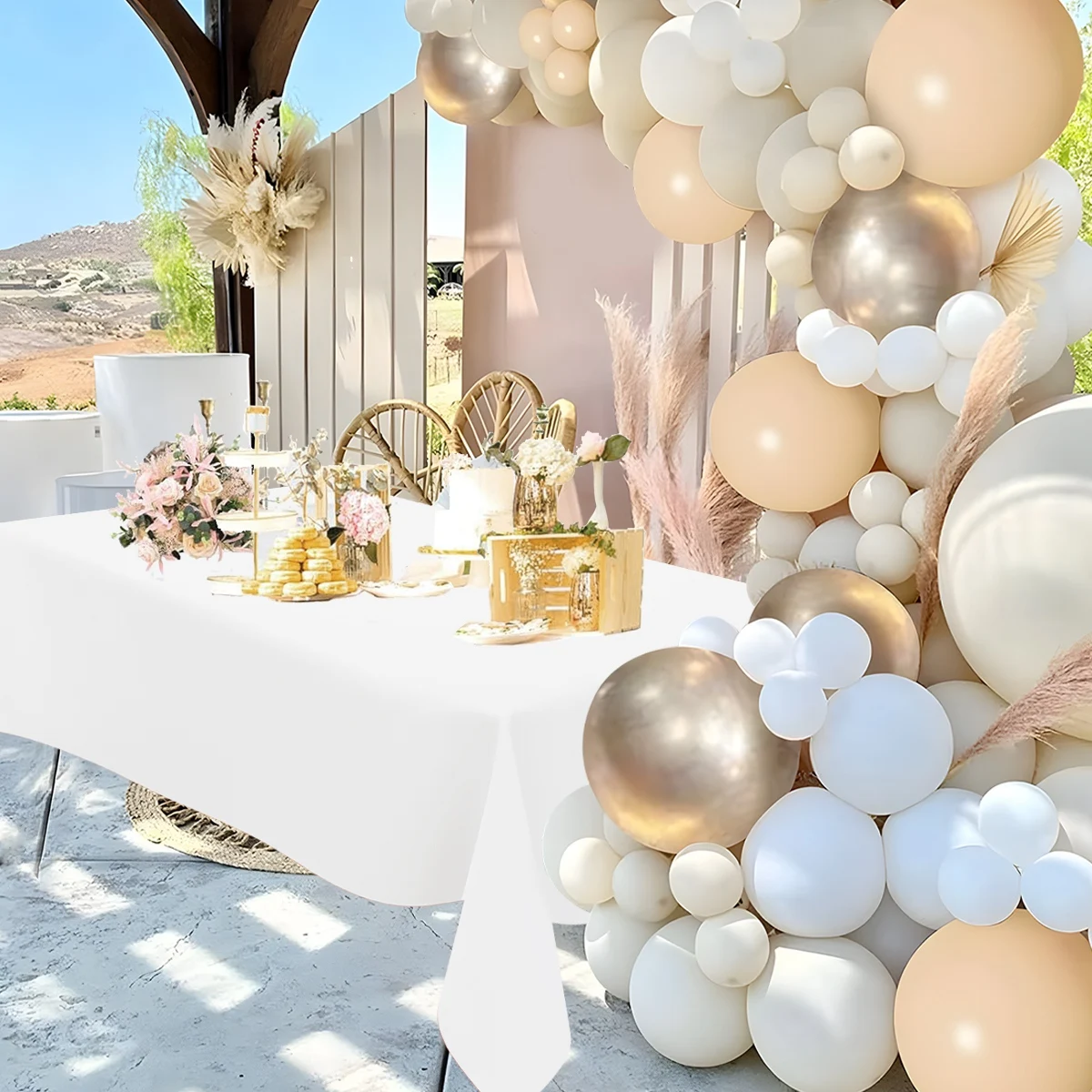 183×137cm Solid White Tablecloth Disposable Plastic Table Covers for Birthday Party Wedding Decoration Home Dinning Table Decor - Image 6