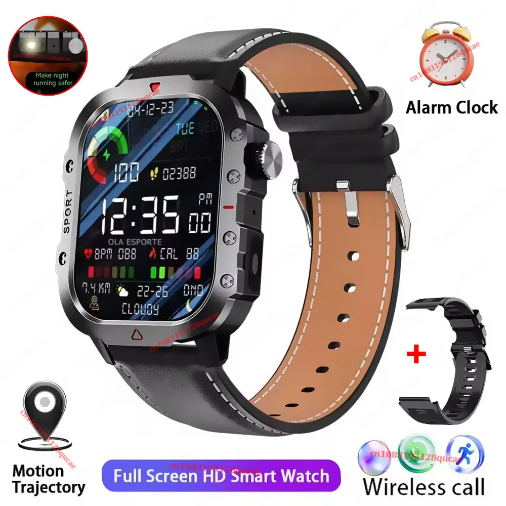 2026 Rugged Military Smart Watch Men's Watch 2.01Inch HD Touch Screen Voice Bluetooth Call LED Flashlight Outdoor Smartwatch Man - Image 9