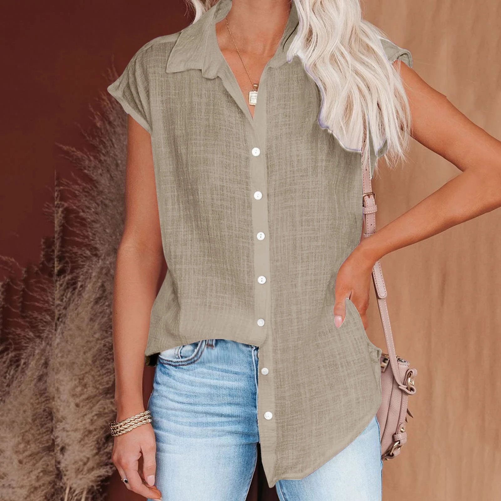 Summer Solid Cotton Linen Shirt Women's Clothing Casual Short Sleeve Tops Tee Ladies T-Shirts Blusas Thin Loose T Shirt Woman - Image 18