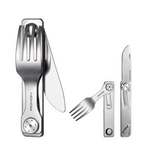 ROXON 3 IN 1 Camping Cutlery Set Knife Fork Spoon Stainless Steel Portable and Detachable
