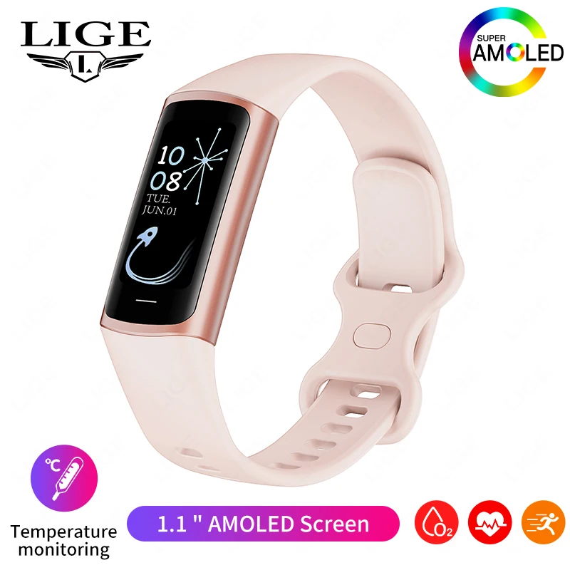 LIGE New Fashion Smartwatch Men Women Temperature Blood Oxygen Monitoring Bracelet Sports Waterproof Smart Watch For Man Laides - Image 7