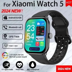 2026 New Global Version Watch 5 Men Women HD AMOLED Screen Heart Rate Bluetooth Call GPS Track Waterproof Sports Smart Watch