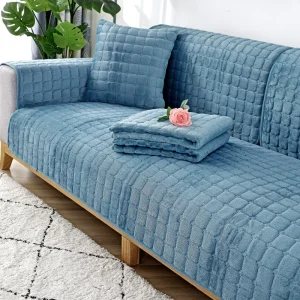 Flannel Sofa Cushion General Non-Slip Thickened Warm Living Room Sofa Backrest Cover Plush Plaid Seat Cushion Sofa Armrest Towel