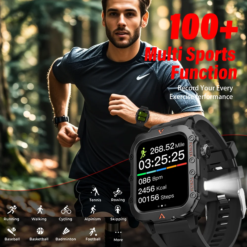 LAXASFIT 2024 New 1.71-inch Bluetooth Voice Call smartwatch Heart Rate Monitor LED Flashlight Outdoor Sports Fitness Smart Watch - Image 3
