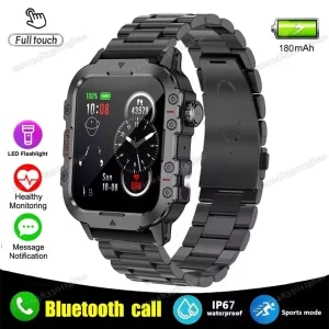 Outdoor 100+Sports Smart Watch Waterproof 2.01 inch HD Screen LED Flashlight Bluetooth Talking Smartwatch Men Women Holiday Gift
