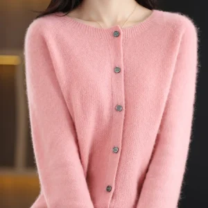 Women Cashmere Sweater 100% Merino Wool Knitted Cardigan Autumn Winter  Knitwear O-Neck Female  Solid Color Casual Fashion Top