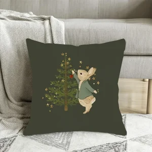 1PC Easter Bunny Reading Pillow Cover ,Decorative sofa cushion cover, home decoration, 2D printing.